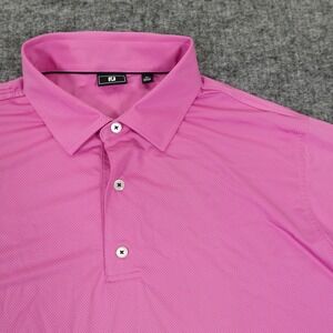 FootJoy Polo Shirt Mens Extra Large Pink Geometric‎ Print Performance Stretch